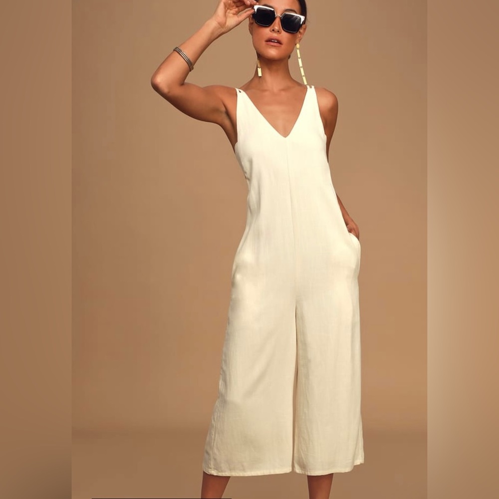 Rest and Relaxation Beige Culotte Jumpsuit